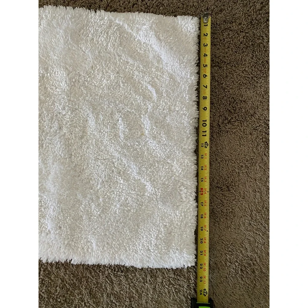 Simply Vera Vera Wang White Shaggy Bath Runner Rug 20x60 Solid Plush Latex Back